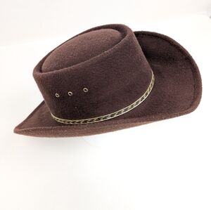 Vintage JR Palacios Enterprises Brown And Gold Western Felt Hat XL